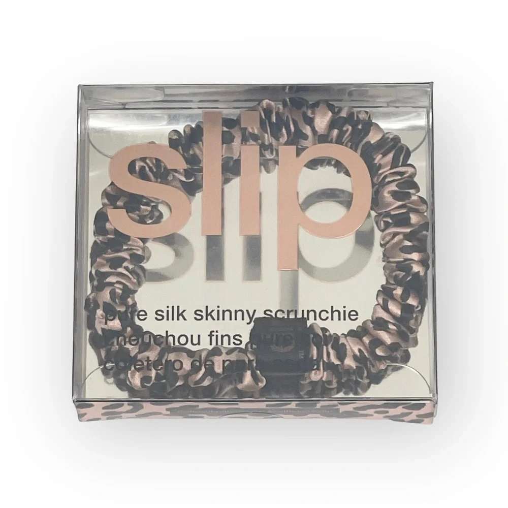 new Slip 𖦹 Skinny Silk Hair Scrunchie 𖦹 Rose Gold Leopard 𖦹 Luxury Gift Box